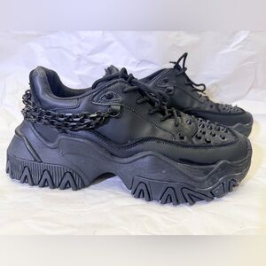 ASOS Chunky Platform Sneakers – Studded & Chain Detail – Black – Barely Worn